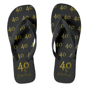 Tongs Black And Gold 40 & Fabulous