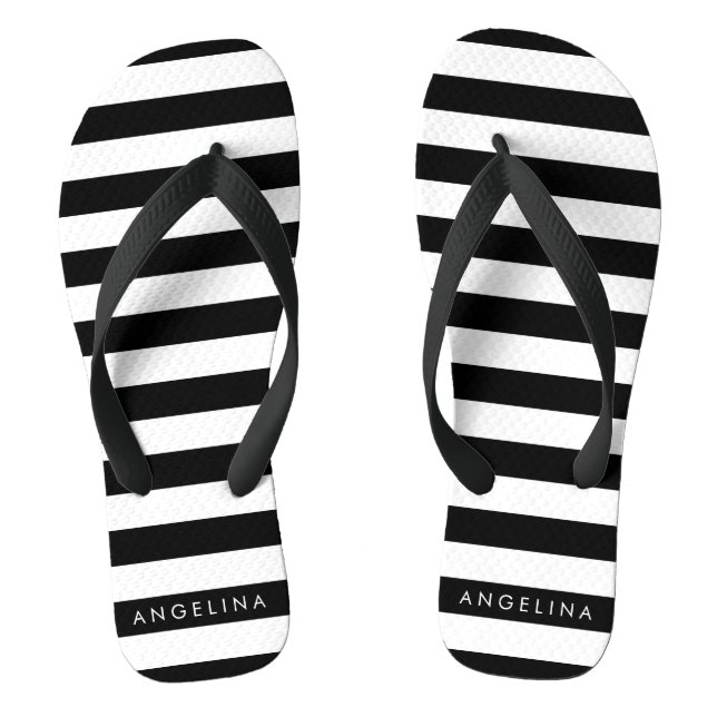 Tongs Black and White Striped (Semelle)