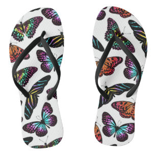 Tongs Black Colorful Butterflies