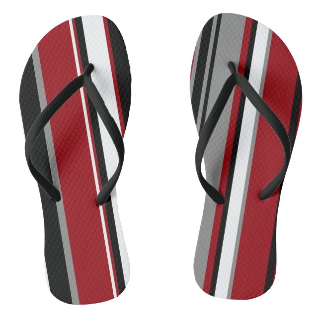 Tongs Black, Gray Red and White Stripes (Semelle)
