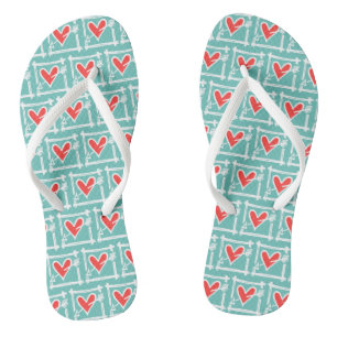 Tongs Black & Red Love Heart Flip Flops