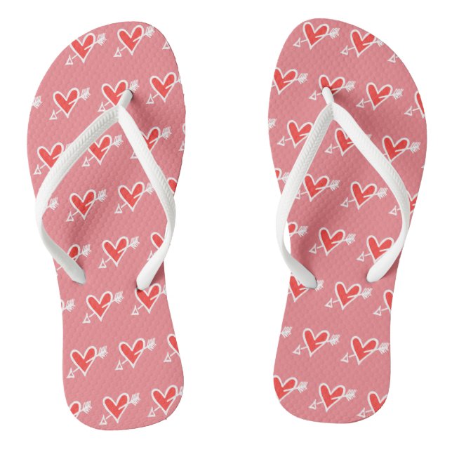 Tongs Black & Red Love Heart Flip Flops (Semelle)