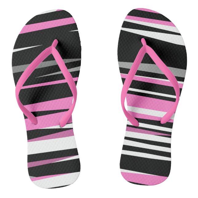 Tongs blanc rose et noir abstrait (Semelle)