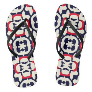 Tongs Blanc rouge et bleu de luxe