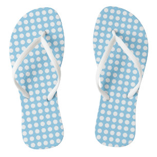 Tongs Blanc sur Bébé Bleu Moyen Pois horizontaux