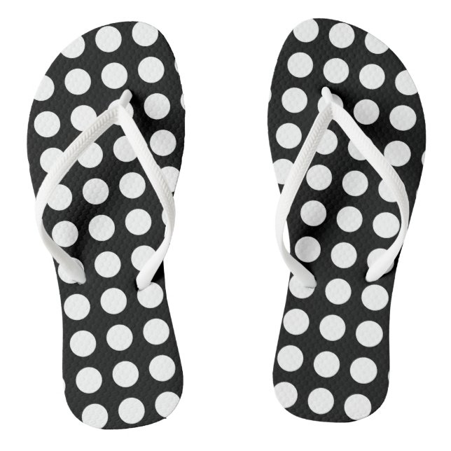 Tongs Blanc sur noir grand format Pois horizontaux (Semelle)