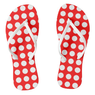 Tongs Blanc sur rouge grand format Pois horizontaux