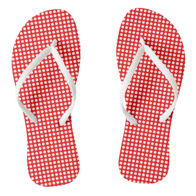 Tongs Blanc sur rouge Petite taille Pois horizontaux (Semelle)