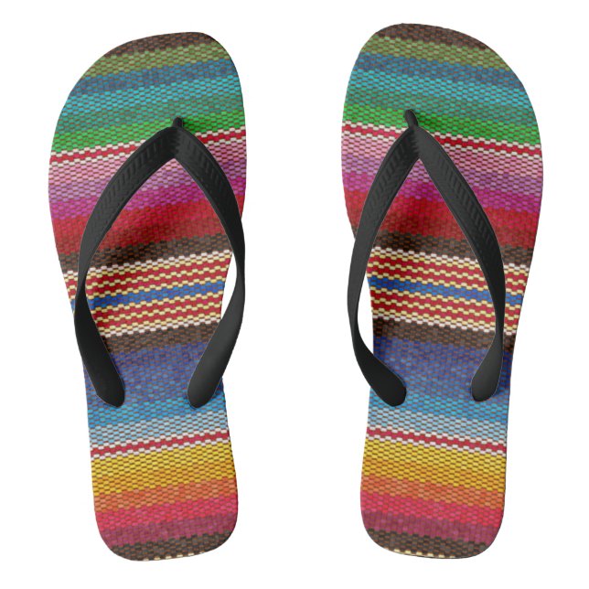 Tongs Blanket Stripes Ethnic Mexican Fabric Motif (Semelle)