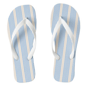 Tongs Bleu et beige cinq rayures motif