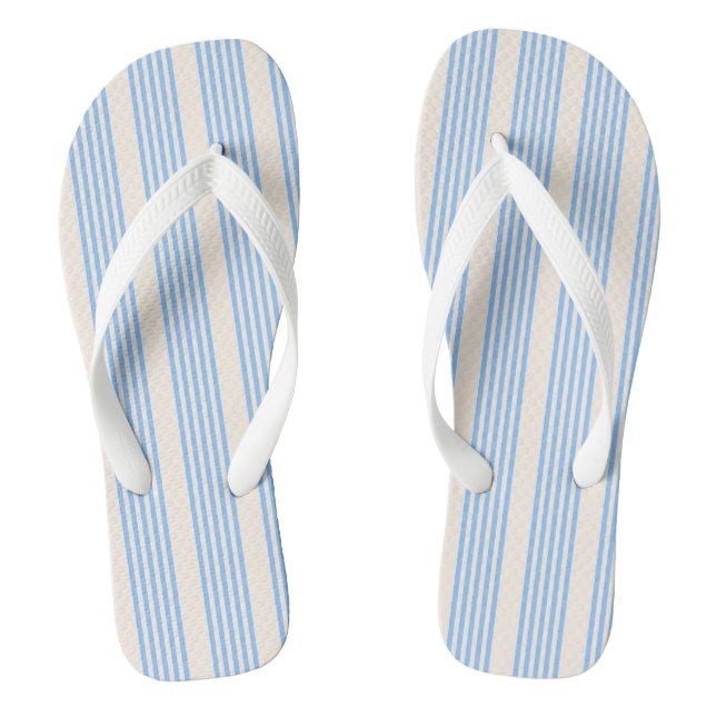 Tongs Bleu et beige cinq rayures motif (Semelle)