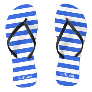 Tongs Bleu Marine Blancs Bleu Blancs Plage personnalisée