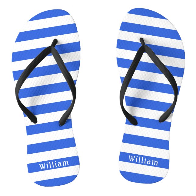 Tongs Bleu Marine Blancs Bleu Blancs Plage personnalisée (Semelle)