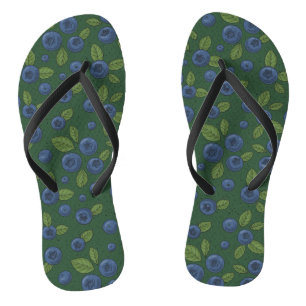 Tongs Bleus sur vert foncé