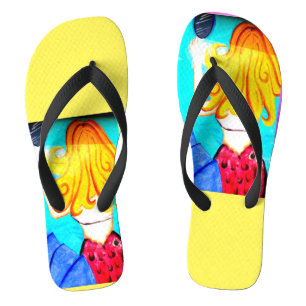 Tongs blonde sirène jaune