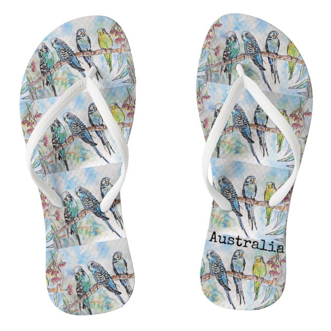 Tongs Blue Budgie Australian Bird Birds Budgies Thongs (Semelle)