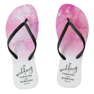 Tongs Boucles de Mariage d'aquarelle Ombre - Roses