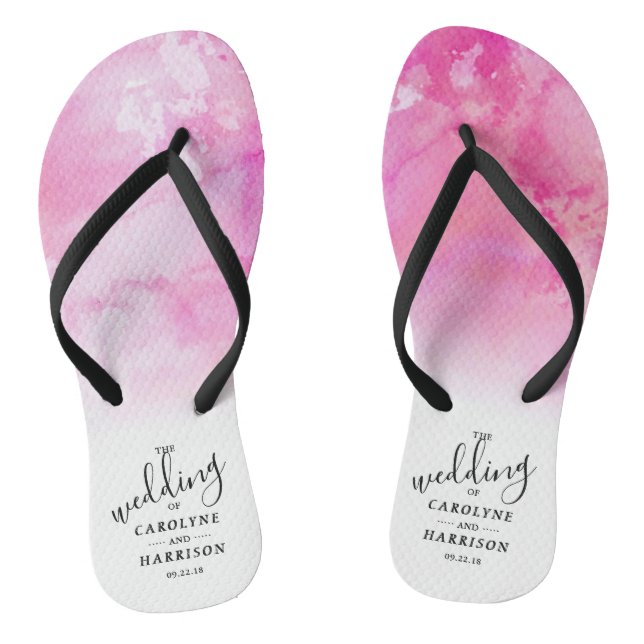 Tongs Boucles de Mariage d'aquarelle Ombre - Roses (Semelle)