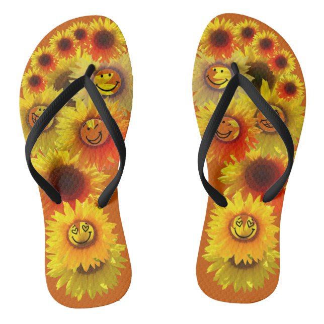 Tongs Boucles de tournesol Unisex Orange Brûlé (Semelle)