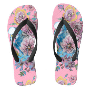 Tongs Bougie Bleue Budgie Budgies Rose Motif Floral