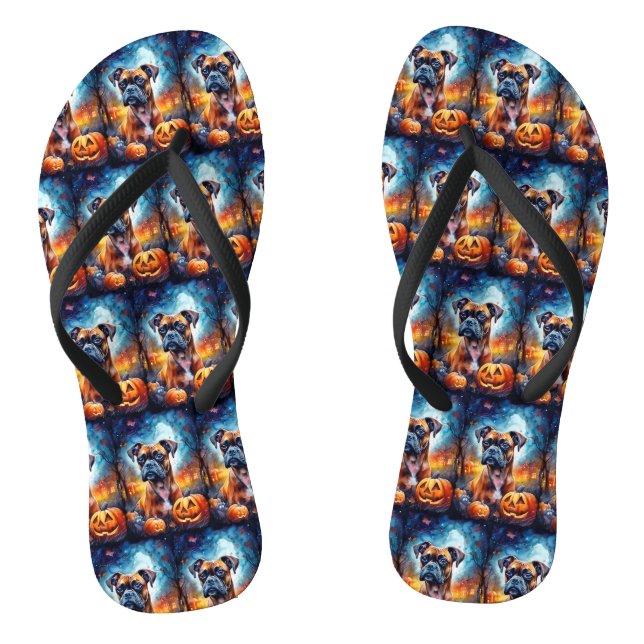 Tongs Boxer Halloween avec la peur Citrouille (Semelle)