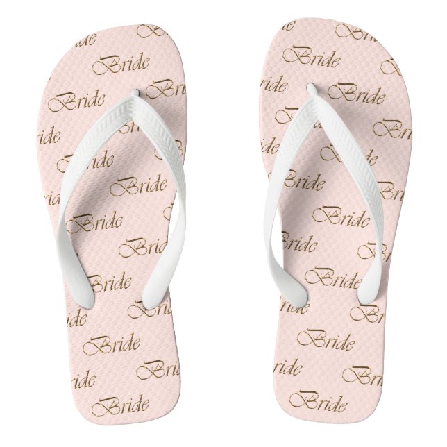 Tongs Bride blush rose or calligraphie motif élégant (Semelle)