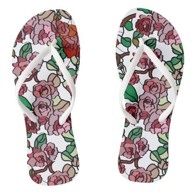 Tongs Bright red flowers (Semelle)