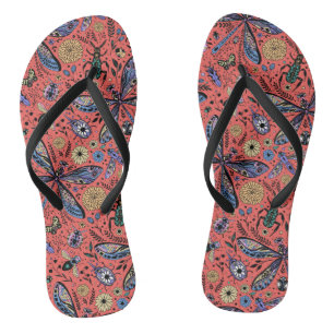 Tongs Bugs de Doodle sur corail rouge