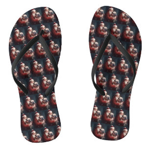 Tongs Bulldog avec Noël Festif du Père Noël