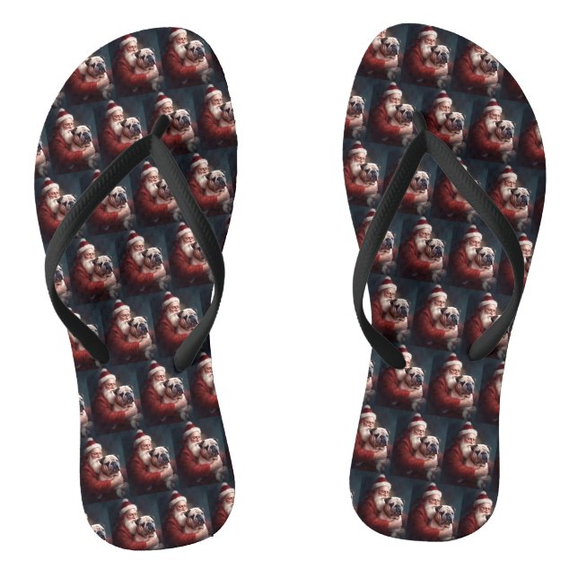 Tongs Bulldog avec Noël Festif du Père Noël (Semelle)