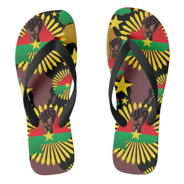 Tongs Burkina Faso Carte, drapeau et première révolution (Semelle)
