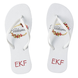 Tongs Cadeau monogramme pour demoiselle d'honneur floral