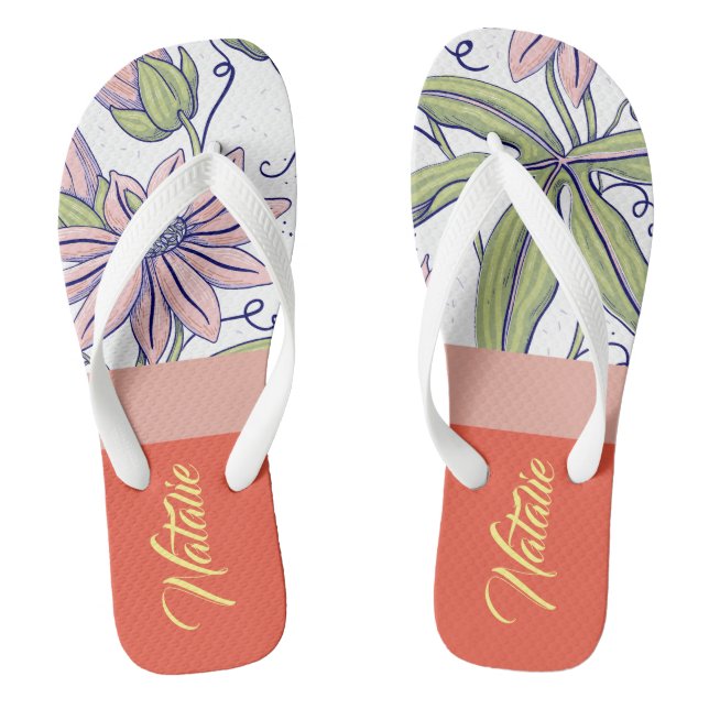 Tongs Cadeau monogramme unique adorable Fashion floral r (Semelle)