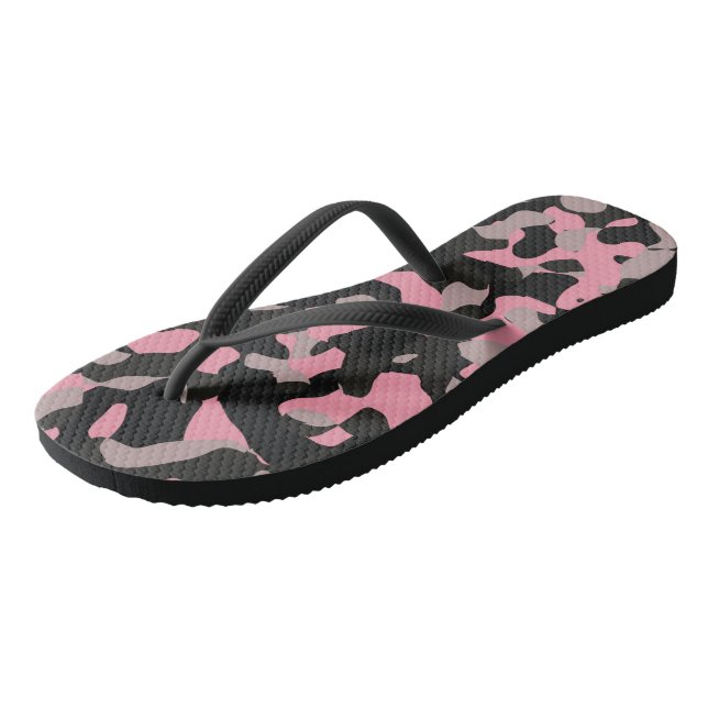 Tongs Camo rose et noir (Incliné)