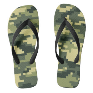 Tongs Camouflage numérique en bois à 8 bits / Camo