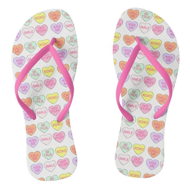 Tongs Candy Hearts Love Valentine's Day Pastel Sweet (Semelle)