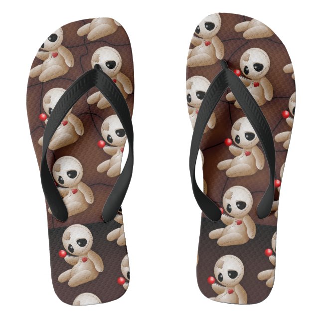 Tongs Caricature de poupée vaudou en amour (Semelle)