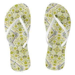 Tongs Carreaux de fleurs en vert