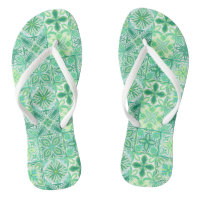 Carreaux décorés en vert et blanc