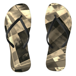 Tongs Carrés et rectangles inclinés en biseau ou brun.