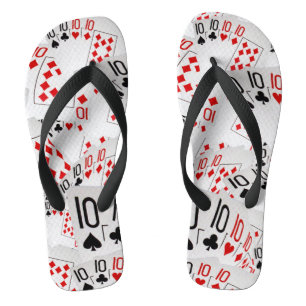 Tongs Cartes à jouer dizaines dans un motif en couches,