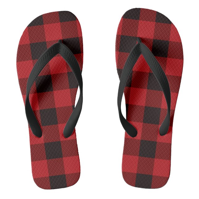 Tongs chalet Noël Plaid de bison rouge bison (Semelle)