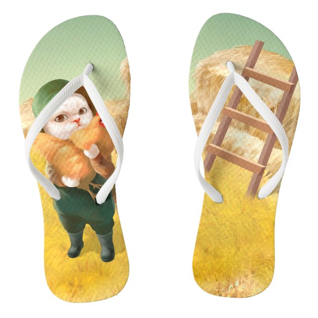 Tongs Chat adorable avec Hen à la ferme (Semelle)