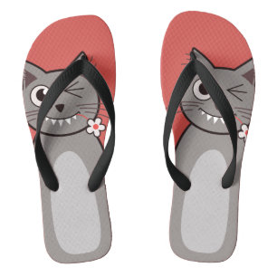 Tongs Chat clignotant drôle de Kitty de bande dessinée