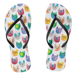 Tongs Chats aquarelles et amis