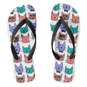 Tongs Chats frais avec des cravates d'arc de lunettes de