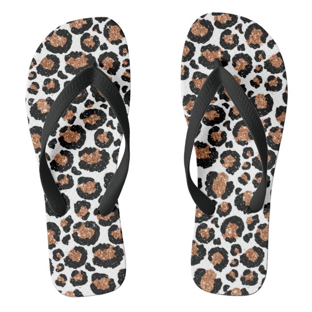 Tongs Cheetah ou Motif léopard blanc et d'or (Semelle)