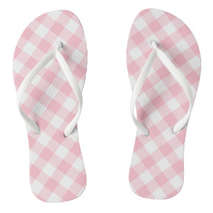 Tongs Chèques En vichy diagonales roses et blanches de g
