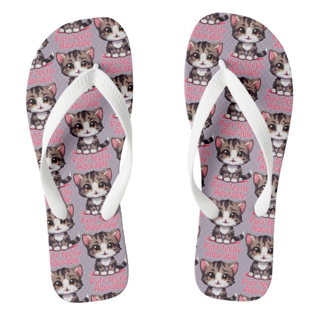 Tongs Chibi Kawaii Kitten Purr parfaitement adorable en  (Semelle)