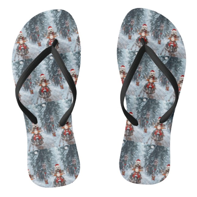 Tongs Chien maltais équitation moto Noël (Semelle)